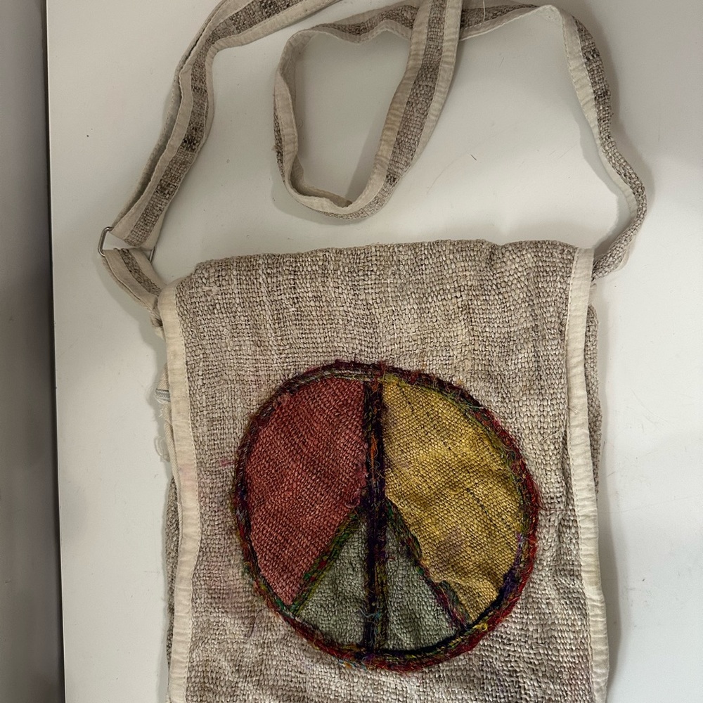 Lakhays collection Hemp Peace Sign Flip Flap Crossbody Bag